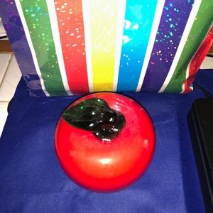 Vintage Blown glass Red apple fruit paperweight figurine